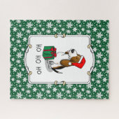 クリスマスサンタバセットハウンド（トリカラー1）かわいい ジグソーパズル (横)