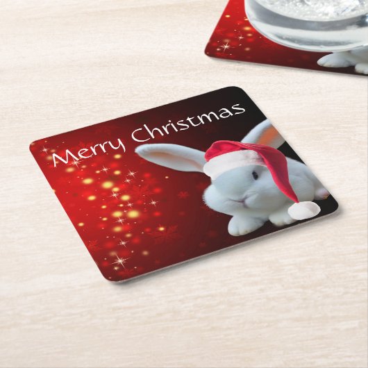 クリスマスサンタバニー スクエアペーパーコースター (アングル)