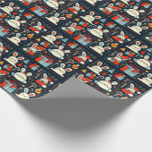 クリスマスサンタバンニースルーマニア国旗の色 ラッピングペーパー (角)