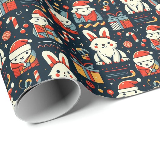 クリスマスサンタバンニースルーマニア国旗の色 ラッピングペーパー (ロールコーナー)