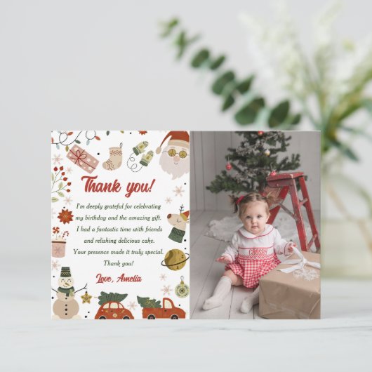 クリスマスサンタバースデーパーティーの写真 サンキューカード (スタンド正面)