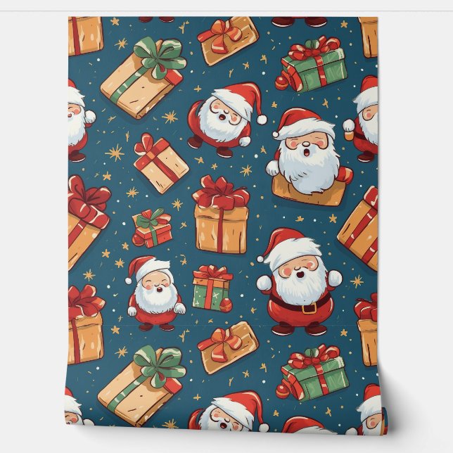 クリスマスサンタパターン 壁紙 (ほどく)