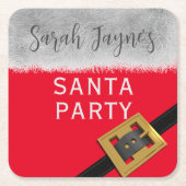 クリスマスサンタパーティーホリデースクエア紙コースター スクエアペーパーコースター (正面)