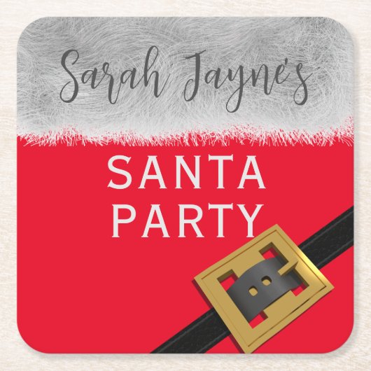 クリスマスサンタパーティーホリデースクエア紙コースター スクエアペーパーコースター (正面)