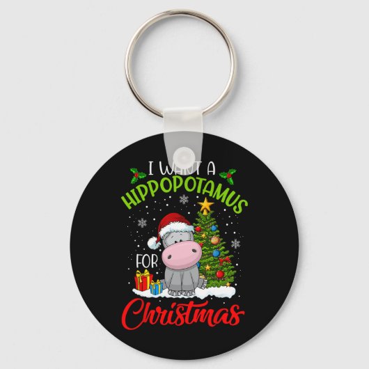 クリスマスサンタヒッポパにカバが欲しい キーホルダー (正面)