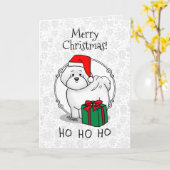 クリスマスサンタビコンフリースドッグかわいい カード (黄色い花)