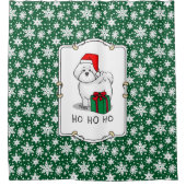 クリスマスサンタビコンフリースドッグかわいい シャワーカーテン (正面)