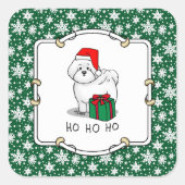 クリスマスサンタビコンフリースドッグかわいい スクエアシール (正面)