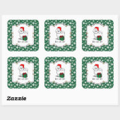 クリスマスサンタビコンフリースドッグかわいい スクエアシール (シート)