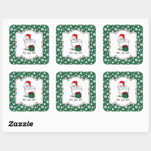 クリスマスサンタビコンフリースドッグかわいい スクエアシール (シート)