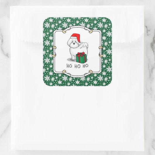 クリスマスサンタビコンフリースドッグかわいい スクエアシール (バッグ)