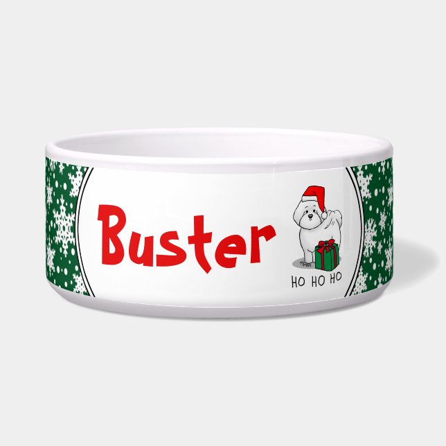 クリスマスサンタビコンフリースドッグかわいい ボウル (正面)
