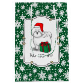 クリスマスサンタビコンフリースドッグかわいい ミディアムペーパーバッグ (裏面)