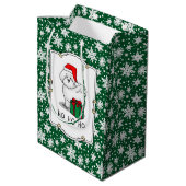 クリスマスサンタビコンフリースドッグかわいい ミディアムペーパーバッグ (裏面アングル)