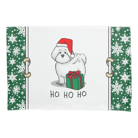 クリスマスサンタビコンフリースドッグかわいい 枕カバー (正面左)