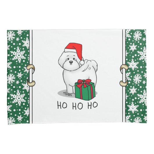 クリスマスサンタビコンフリースドッグかわいい 枕カバー (正面右)