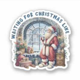 クリスマスサンタビニールのステッカーを待っている シール