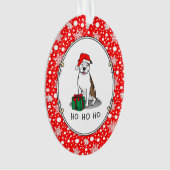 クリスマスサンタピットブル(リットブリンドルホワイト3)かわいい オーナメント (正面)