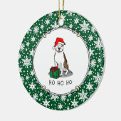 クリスマスサンタピットブル（リットブリンドルホワイト3）かわいい セラミックオーナメント (左)