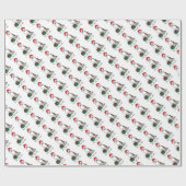 クリスマスサンタピットブル（リットブリンドルホワイト3）かわいい ラッピングペーパー (フラット)