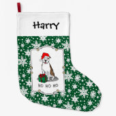 クリスマスサンタピットブル(リットブリンドルホワイト3)かわいい ラージクリスマスストッキング (正面)