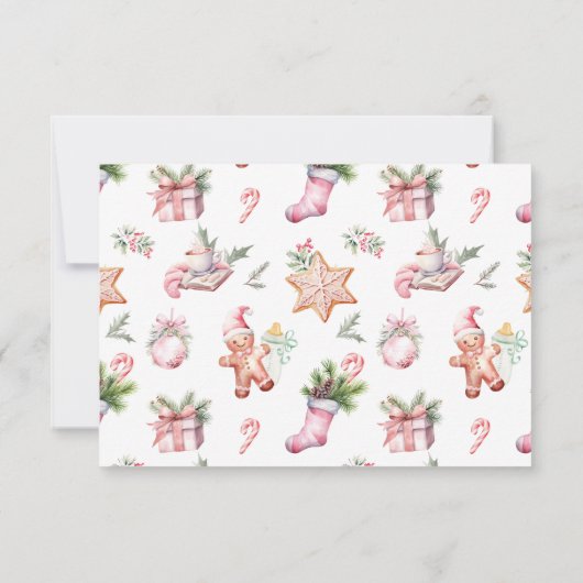 クリスマスサンタピンクの赤ちゃんシャワー用の本 招待状 (裏面)