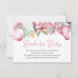 クリスマスサンタピンクの赤ちゃんシャワー用の本 招待状