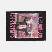 クリスマスサンタピンクトランプクリスマスPに帰省 フリースブランケット (正面(横))