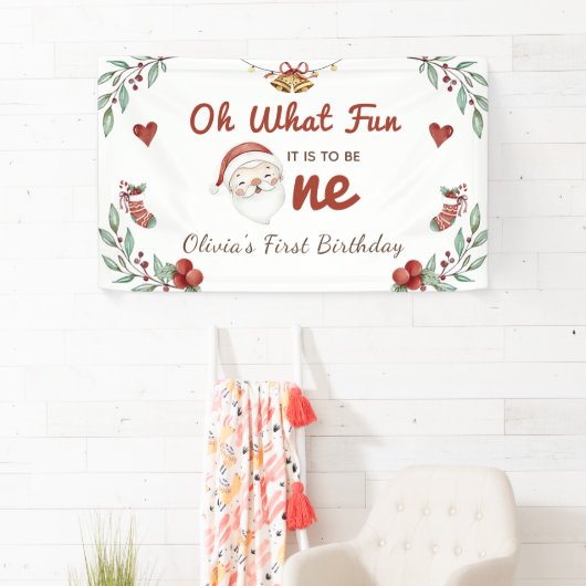 クリスマスサンタファースト誕生日バナー 横断幕 (インサイチュ)