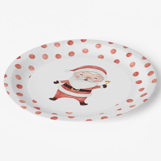 クリスマスサンタファースト誕生日紙プレート ペーパープレート (アングル)