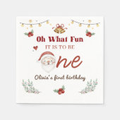 クリスマスサンタファースト誕生日 スタンダードカクテルナプキン (正面)