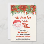 クリスマスサンタファースト誕生日 招待状 (正面)