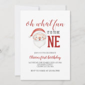 クリスマスサンタファースト誕生日 招待状 (正面)