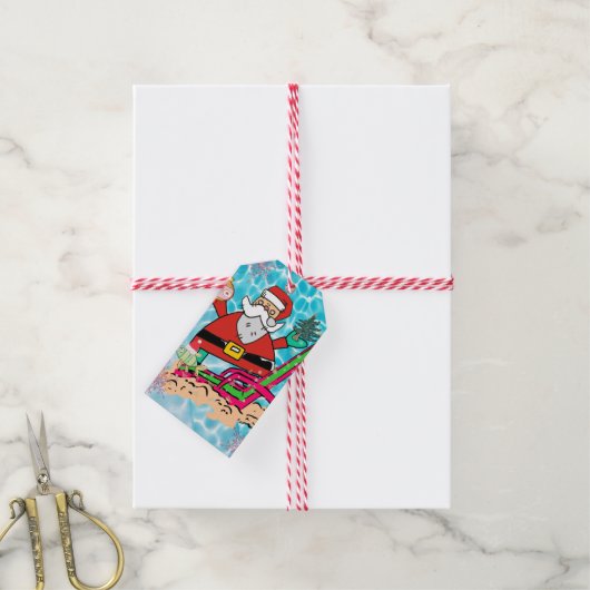 クリスマスサンタフィッシュ海ギフトラベル ギフトタグ (より糸付き)