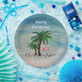 クリスマスサンタフラミンゴスホリデーパーティー ペーパープレート (パーティー)