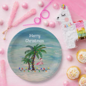 クリスマスサンタフラミンゴスホリデーパーティー ペーパープレート (パーティー)
