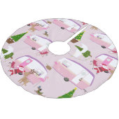 クリスマスサンタフラミンゴトレーラーパーク ブラッシュドポリエステルツリースカート (アングル)