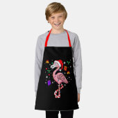 クリスマスサンタフラミンゴラバーおもしろいクラシック エプロン (着用した状態)