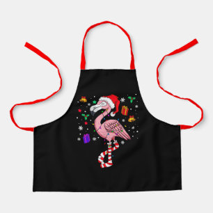 クリスマスサンタフラミンゴラバーおもしろいクラシック エプロン