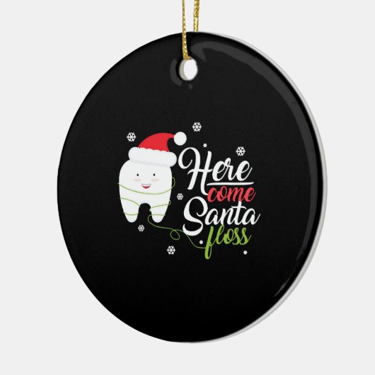 クリスマスサンタフロス歯科衛生士歯科医Gi セラミックオーナメント (左)