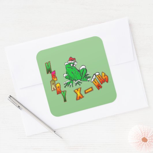 クリスマスサンタフロージメリークリスマスのお客様。シール スクエアシール (封筒)