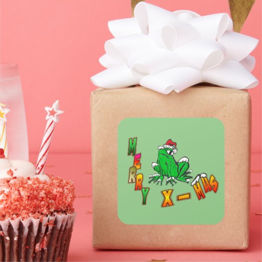 クリスマスサンタフロージメリークリスマスのお客様。シール スクエアシール (パーティー)