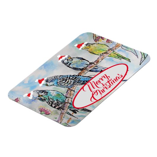 クリスマスサンタブジーズおもしろいバードカード マグネット (左側)