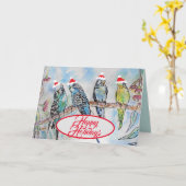 クリスマスサンタブディーズブッジホリデおもしろいーズ カード (黄色い花)