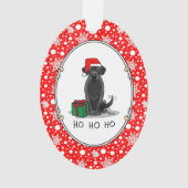 クリスマスサンタブラックラブラドールリトリエバーキュート オーナメント (正面)