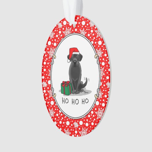 クリスマスサンタブラックラブラドールリトリエバーキュート オーナメント (正面)