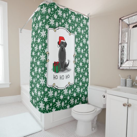 クリスマスサンタブラックラブラドールリトリエバーキュート シャワーカーテン (インサイチュ)