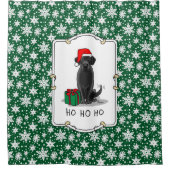 クリスマスサンタブラックラブラドールリトリエバーキュート シャワーカーテン (正面)