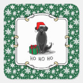 クリスマスサンタブラックラブラドールリトリエバーキュート スクエアシール (正面)