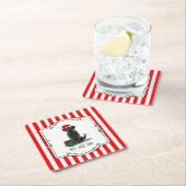 クリスマスサンタブラックラブラドールリトリエバーキュート スクエアペーパーコースター (インサイチュ)